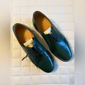 Gucci | Shoes | Gucci Green Leather Derby Shoes With Brogue  display picture 1